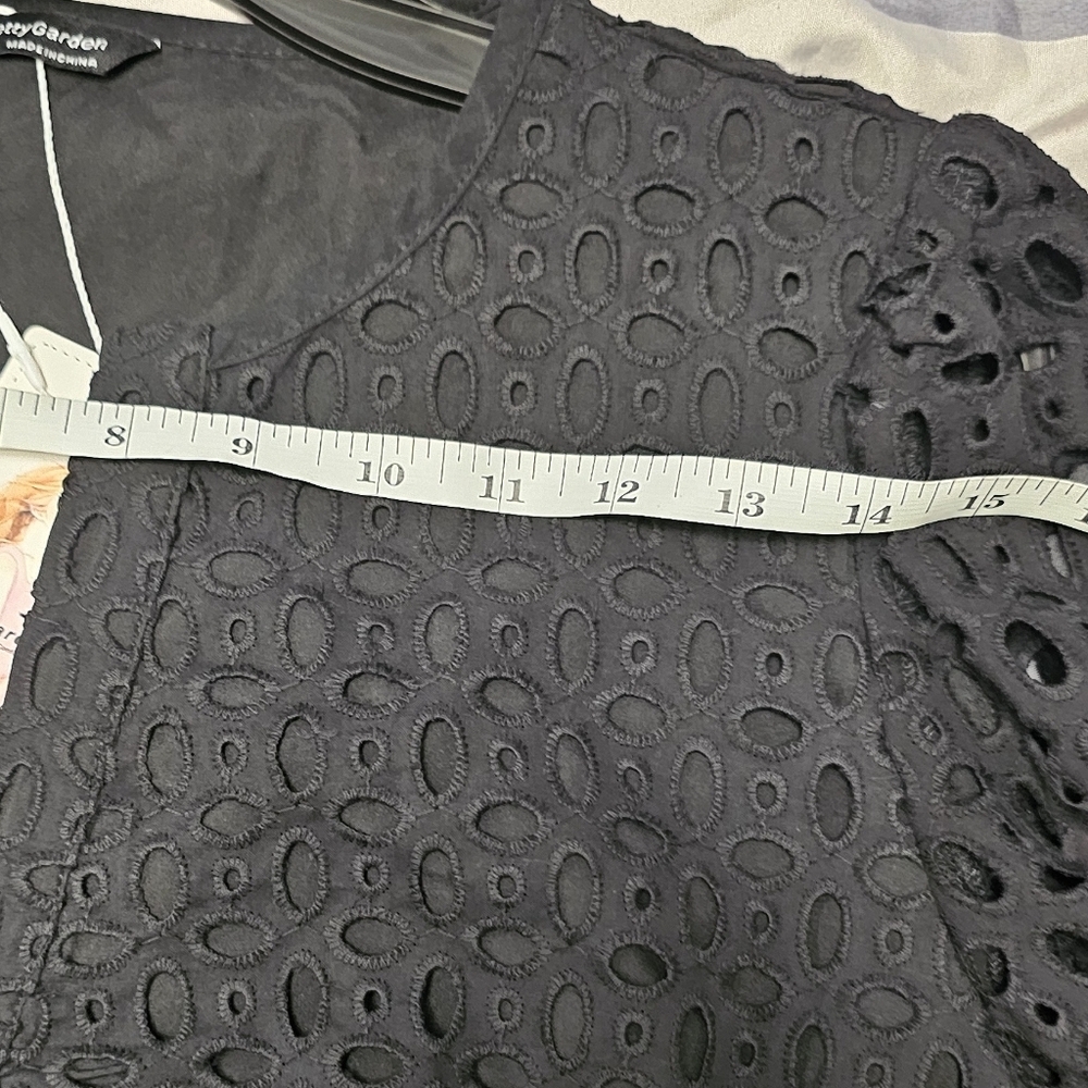 Chic Black Eyelet Long Sleeve Dress - Picture 4 of 11